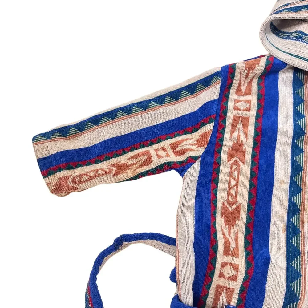 Vintage Monarch Hooded Terry Cloth Bath Robe Southwest Cotton USA Size M 18x26